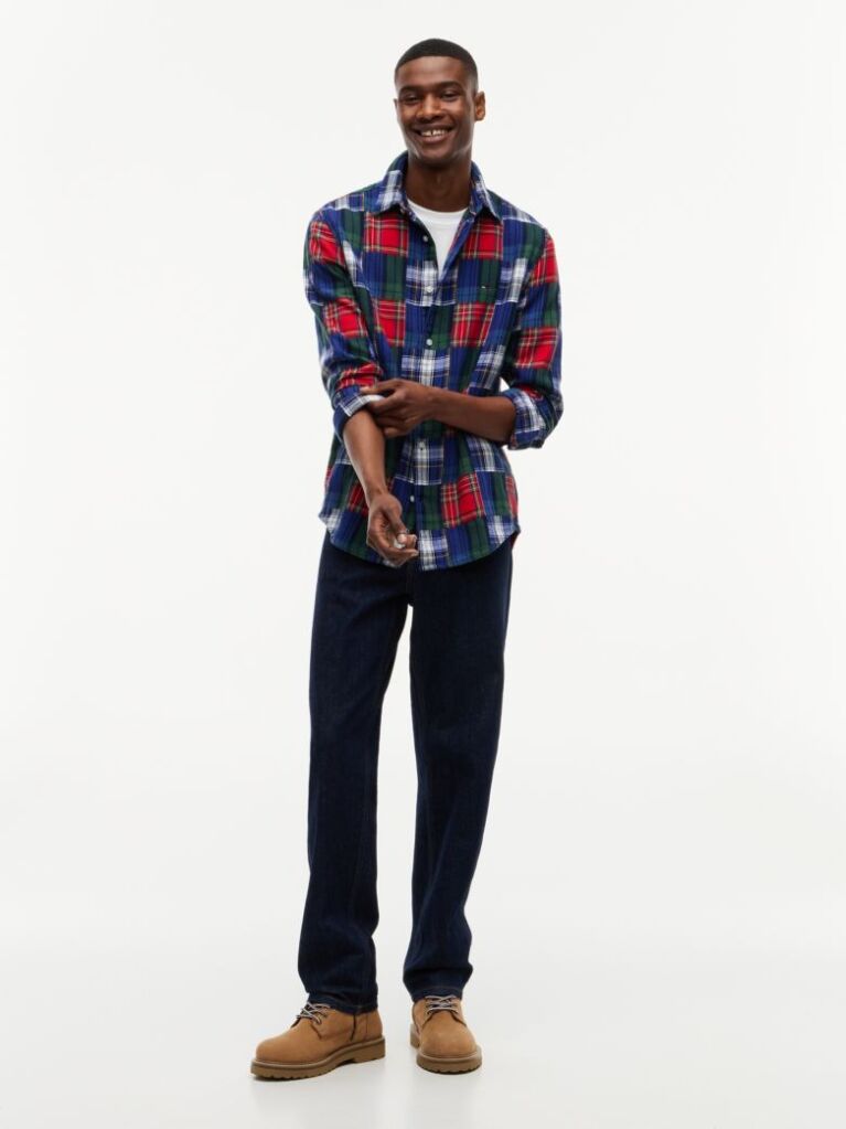 Multi Regular Fit Patchwork Check Shirt  Men