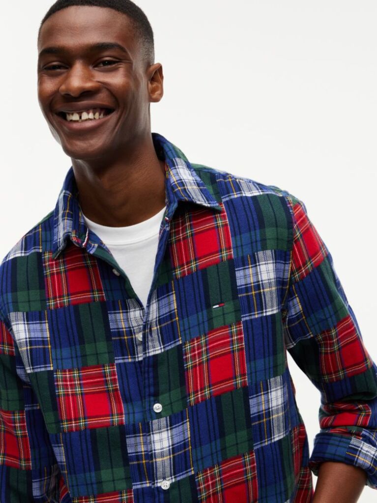Multi Regular Fit Patchwork Check Shirt  Men