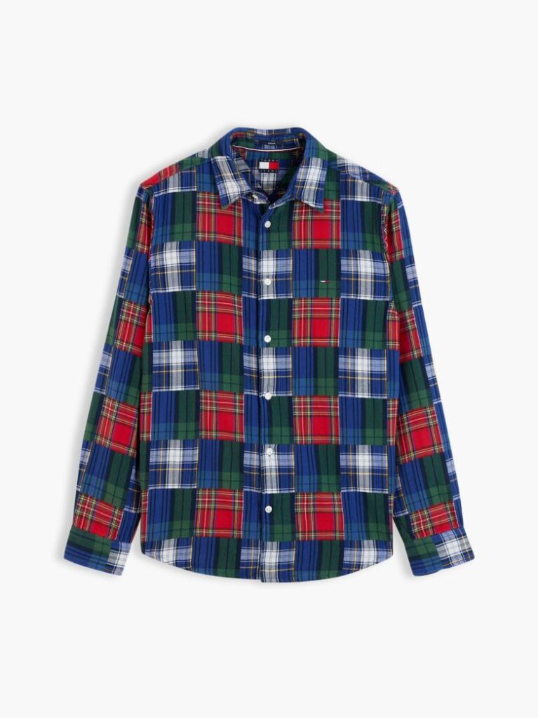 Multi Regular Fit Patchwork Check Shirt  Men