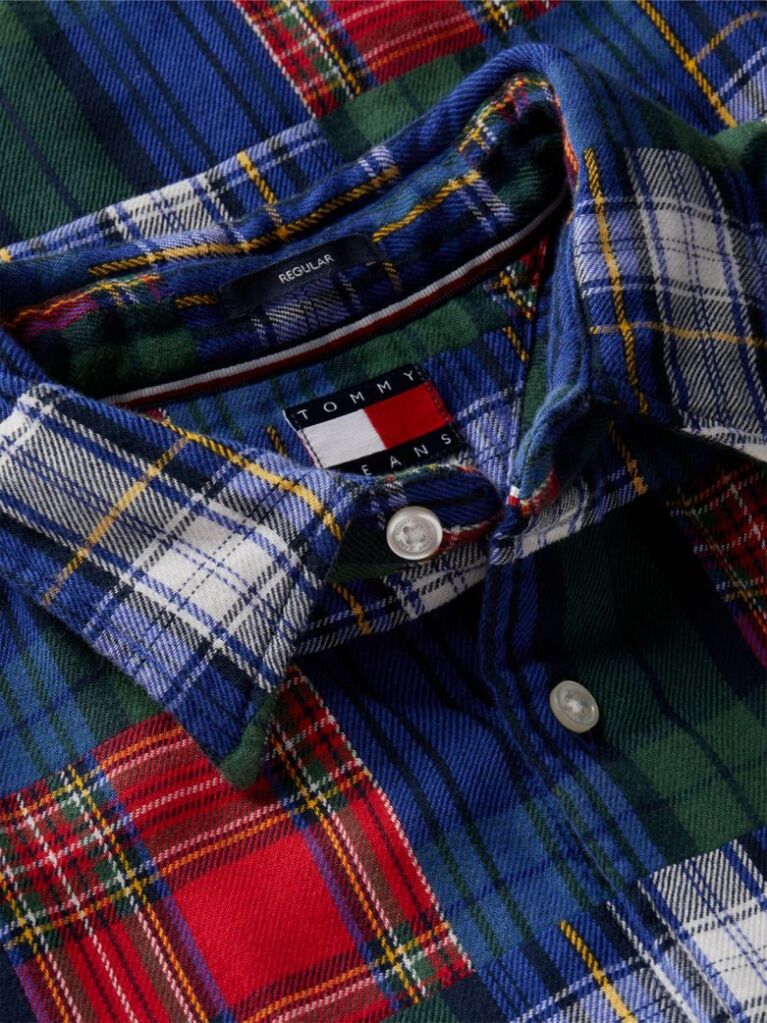 Multi Regular Fit Patchwork Check Shirt  Men