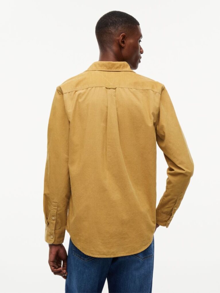 Beige Regular Fit Button-Down Corduroy Shirt  Men
