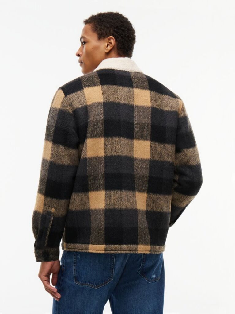 Multi Teddy Lined Brushed Flannel Oversized Shacket  Men