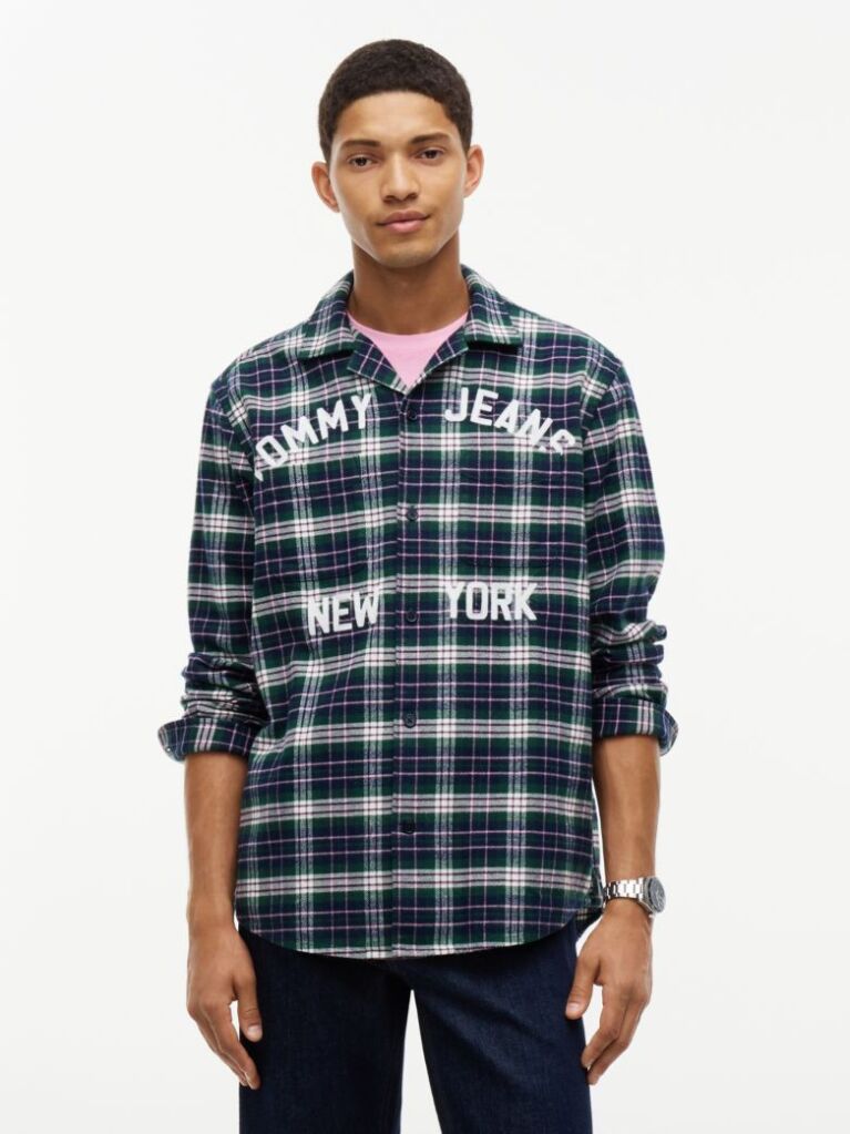 Multi Relaxed Fit Logo Embroidery Flannel Shirt  Men