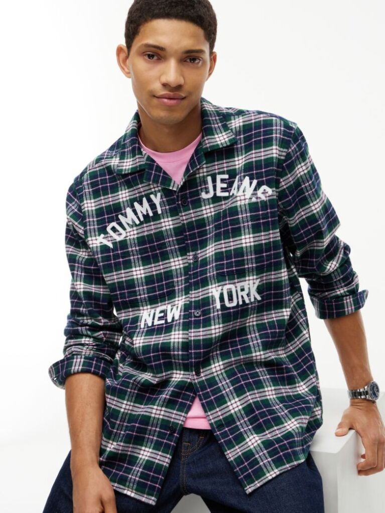 Multi Relaxed Fit Logo Embroidery Flannel Shirt  Men