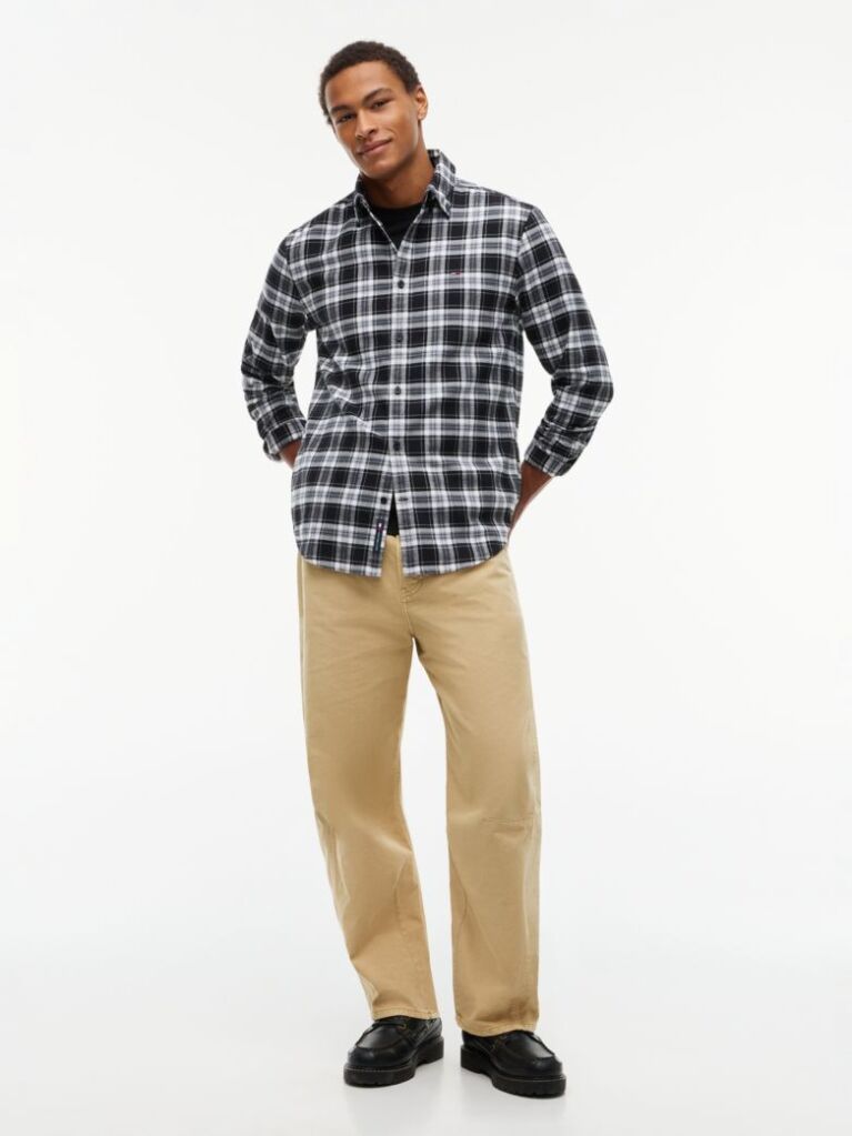 Multi Regular Fit Check Brushed Flannel Shirt  Men