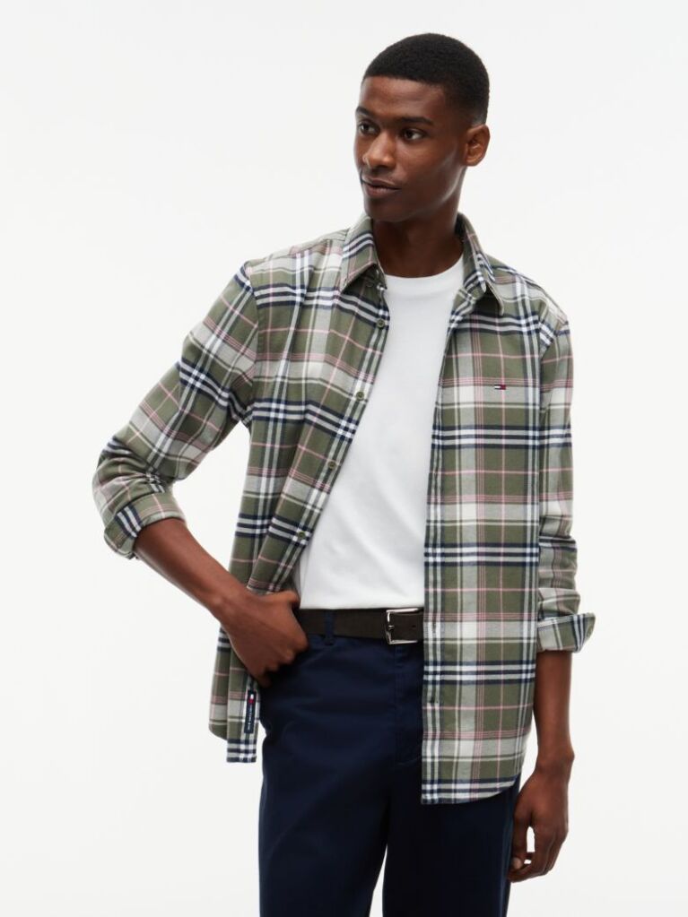Multi Regular Fit Check Brushed Flannel Shirt  Men