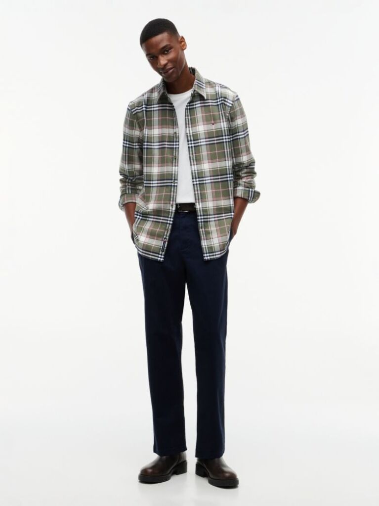 Multi Regular Fit Check Brushed Flannel Shirt  Men