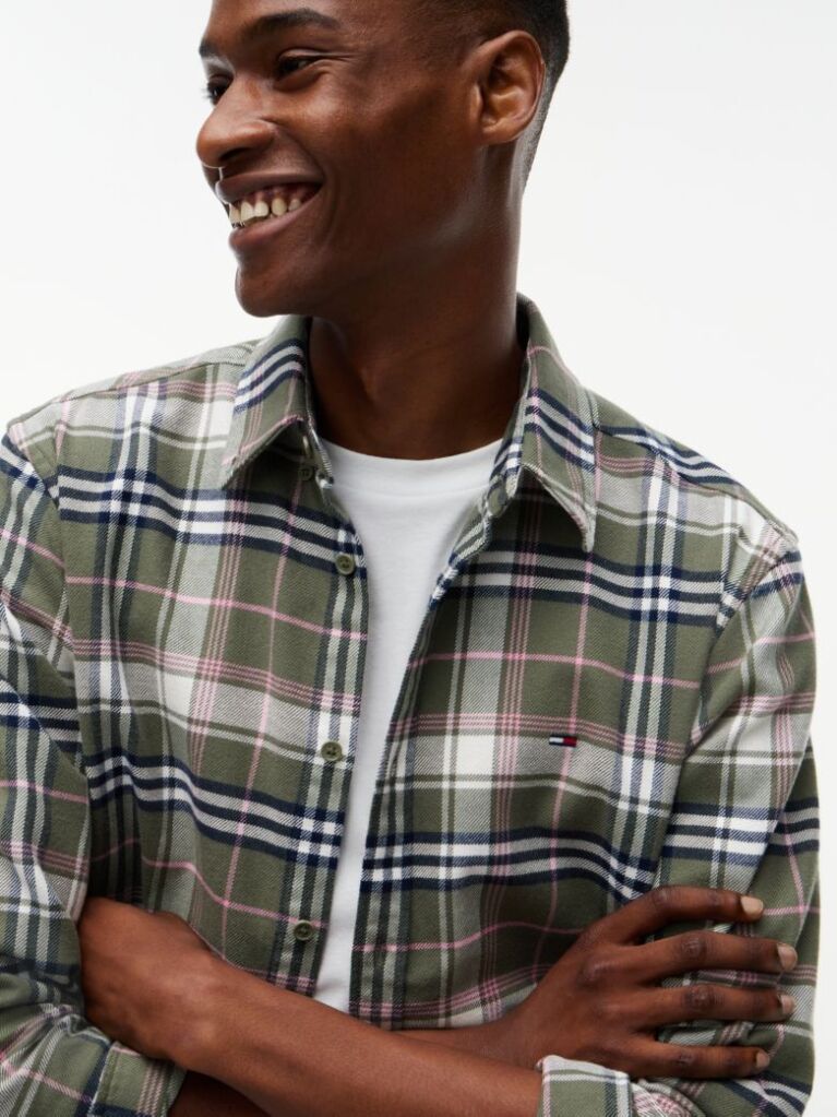 Multi Regular Fit Check Brushed Flannel Shirt  Men