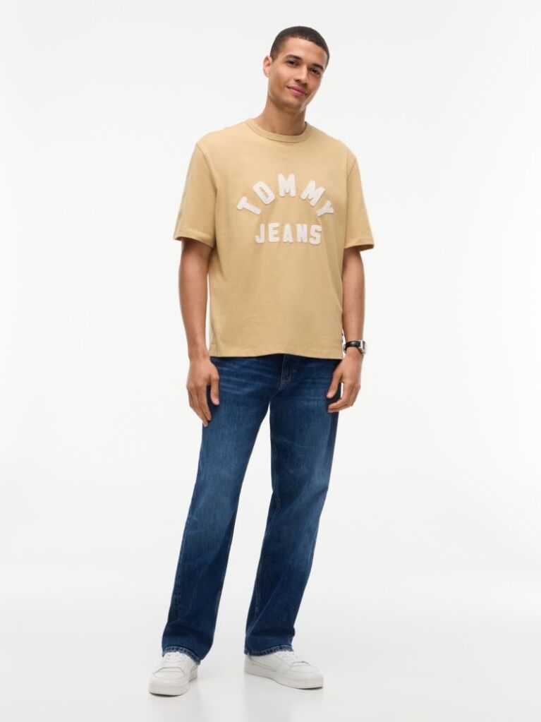 Beige Classic Logo Oversized Jersey T-Shirt  Men