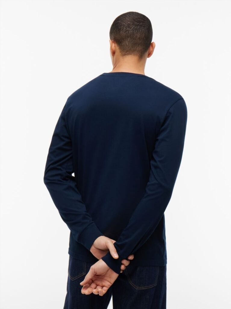 Blue Signature Logo Slim Long Sleeve T-Shirt  Men