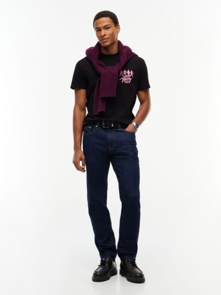 Black Back Graphic Jersey Crew Neck T-Shirt  Men