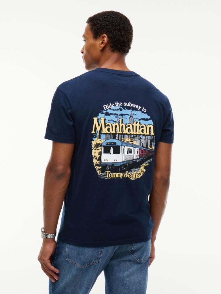 Blue Back Graphic Jersey Crew Neck T-Shirt  Men