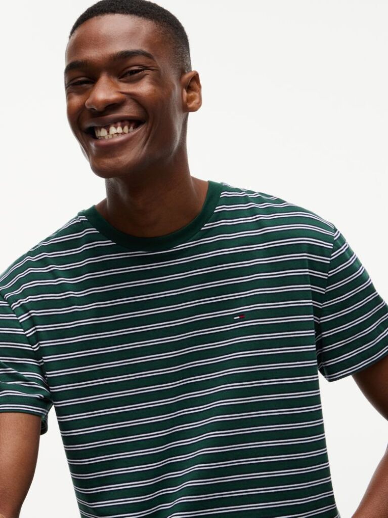 Multi Tommy Flag Stripe Jersey T-Shirt  Men