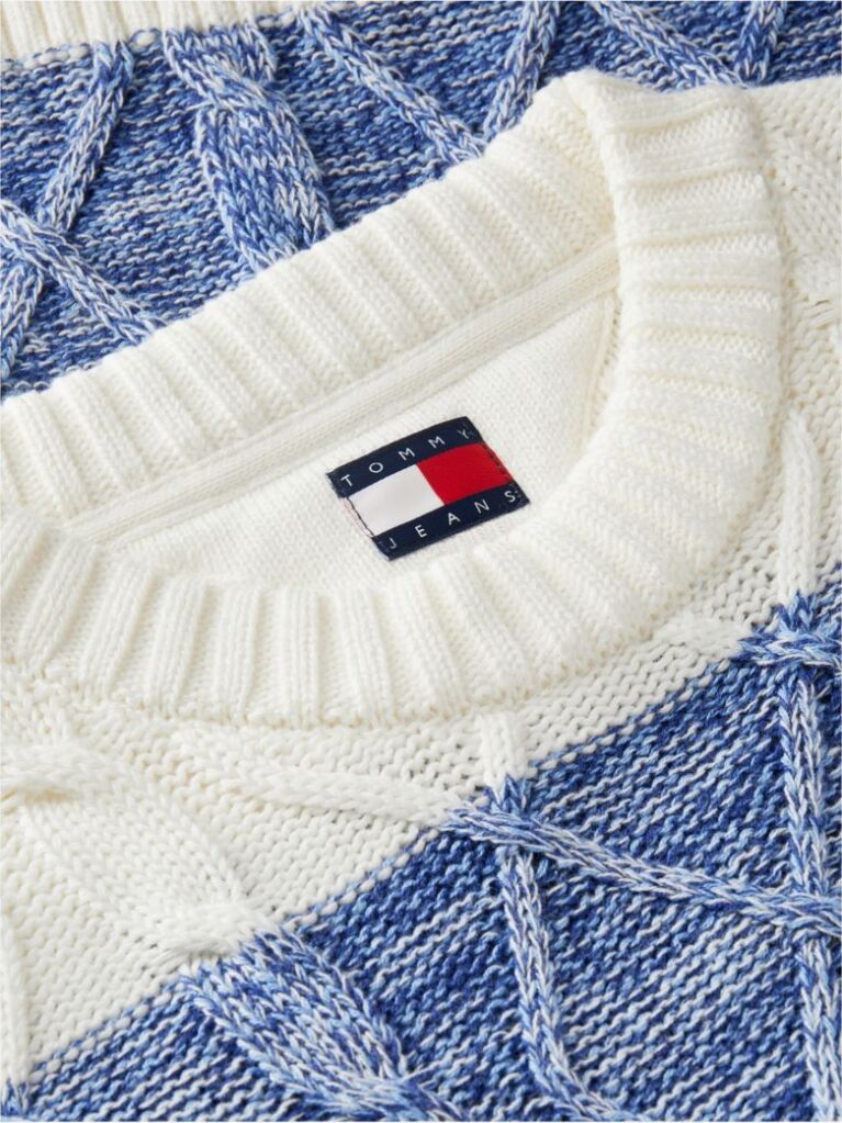 Multi Heritage Badge Stripe Cable Knit Jumper  Men
