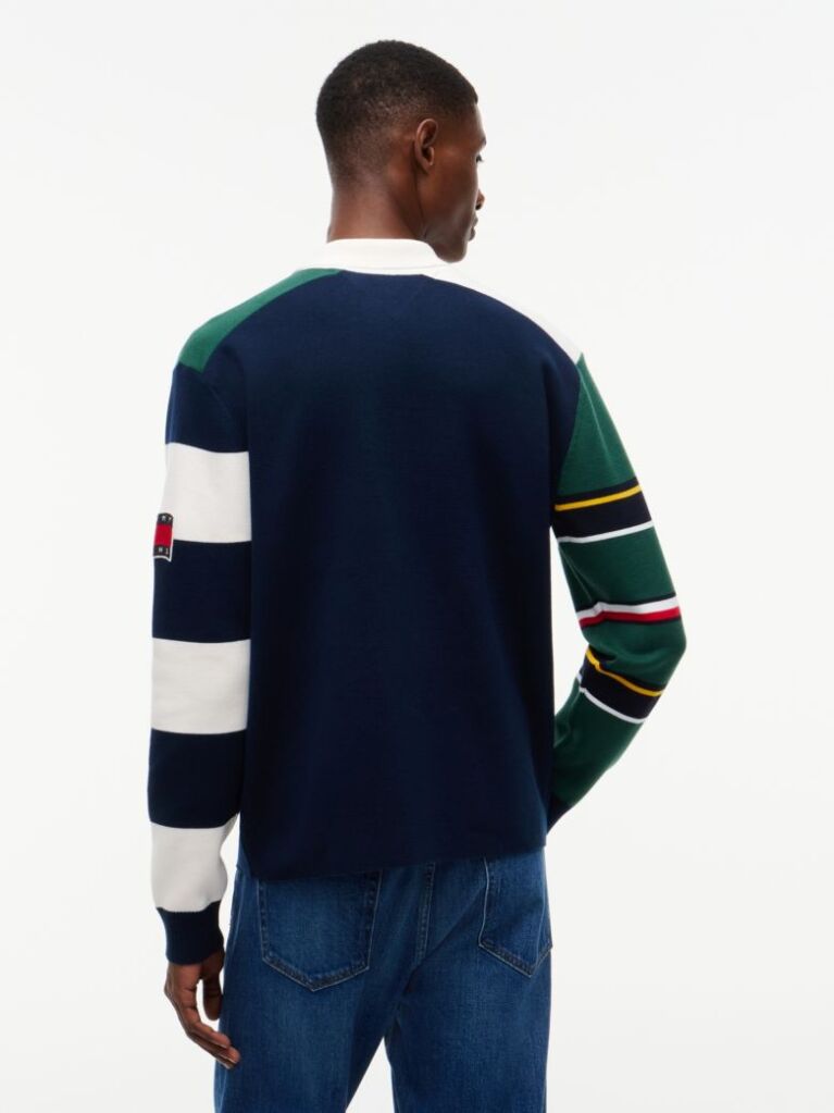 Multi Colour-Blocked Knit Rugby Shirt  Men