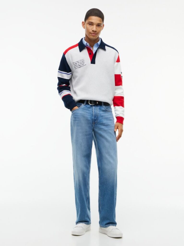 Multi Colour-Blocked Knit Rugby Shirt  Men