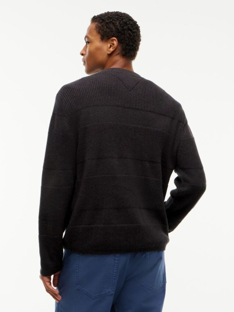 Black Tommy Badge Textured Jumper  Men