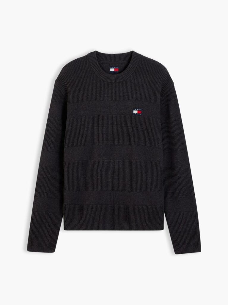 Black Tommy Badge Textured Jumper  Men