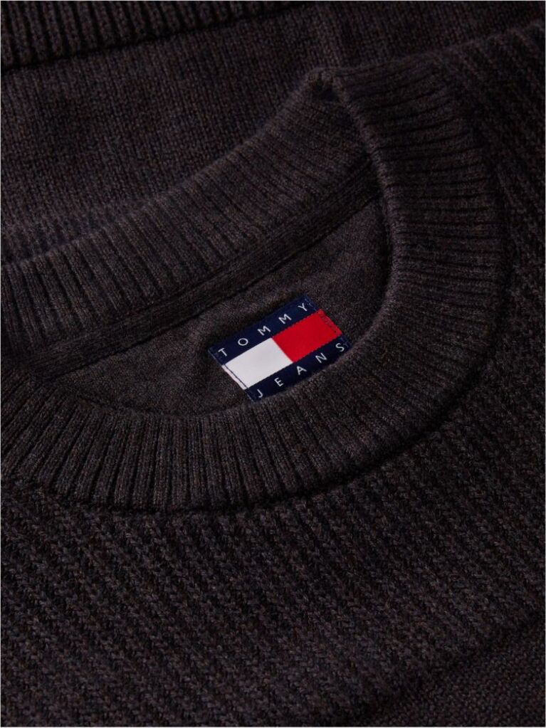 Black Tommy Badge Textured Jumper  Men