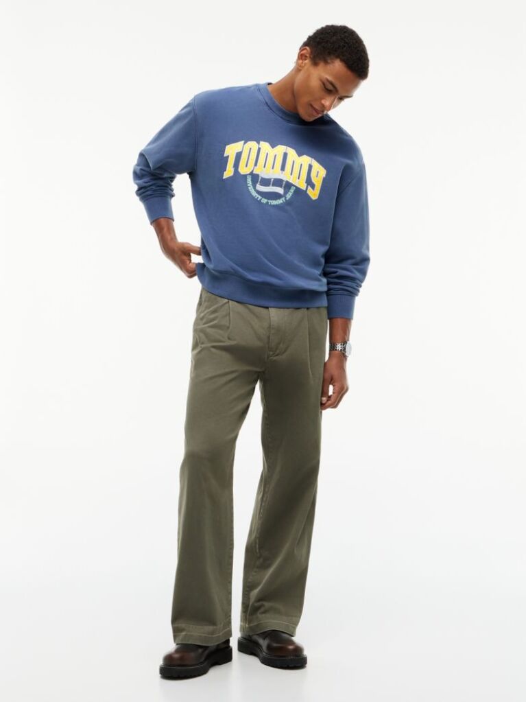 Blue Varsity Logo Relaxed Terry Sweatshirt  Men