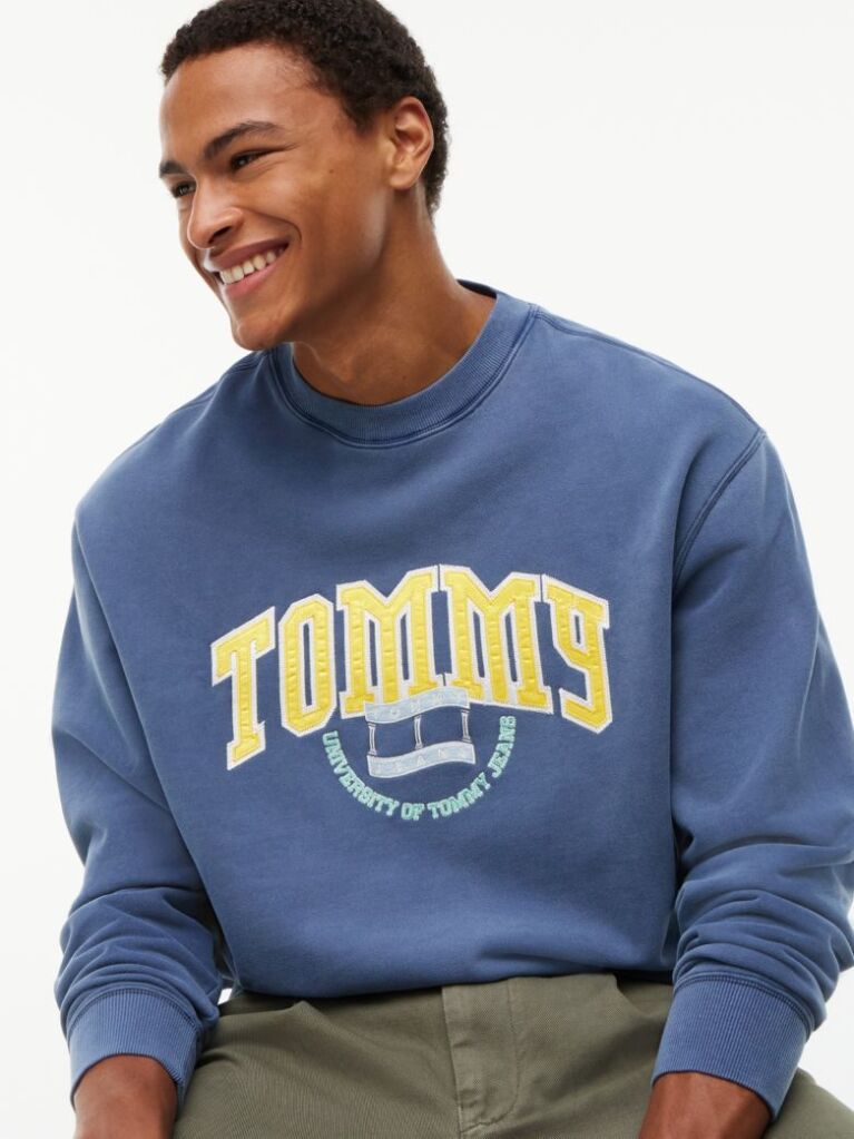 Blue Varsity Logo Relaxed Terry Sweatshirt  Men