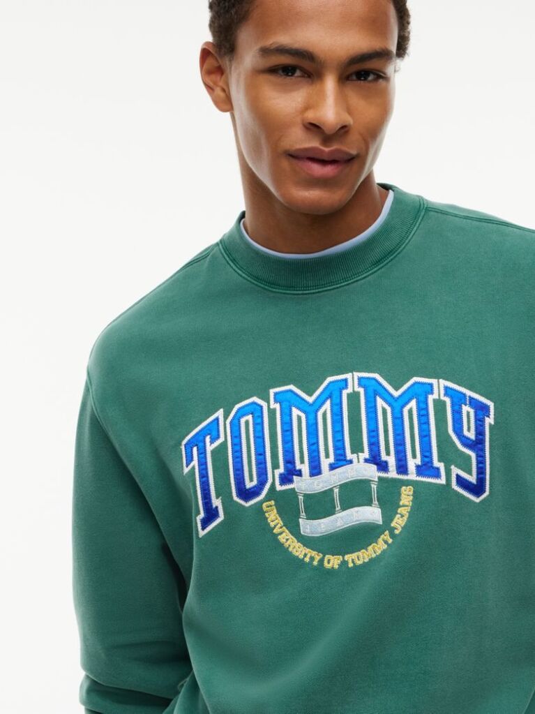 Green Varsity Logo Relaxed Terry Sweatshirt  Men