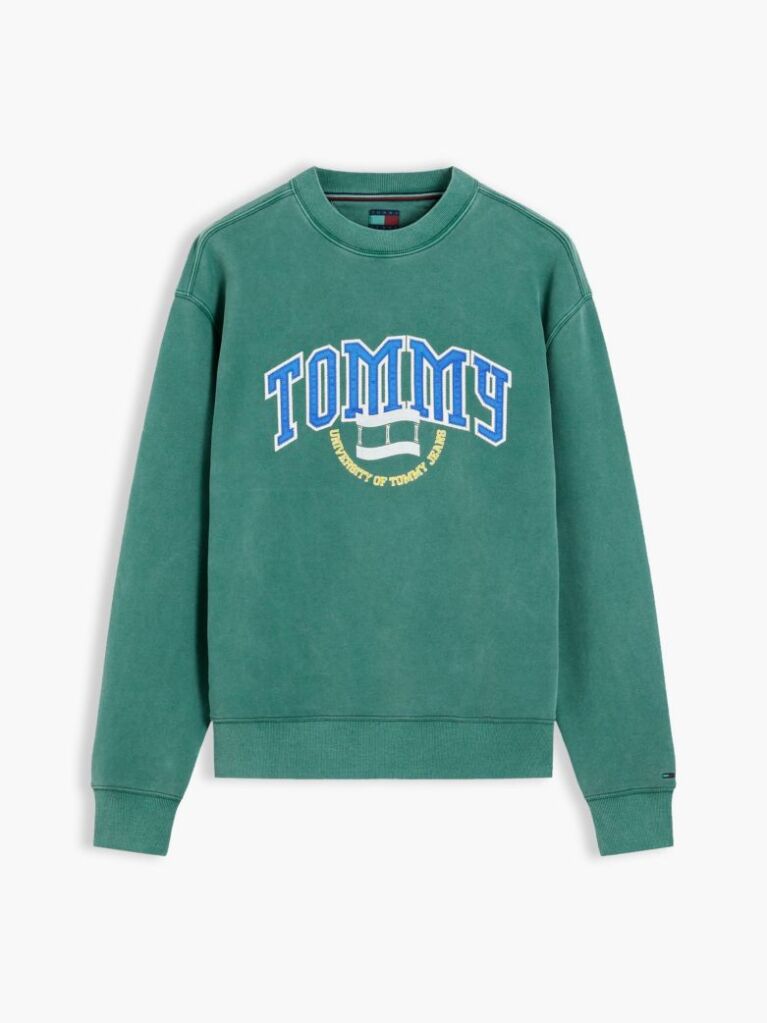 Green Varsity Logo Relaxed Terry Sweatshirt  Men