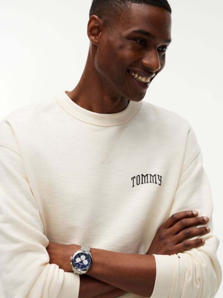 Beige Logo Relaxed Crew Neck Sweatshirt  Men