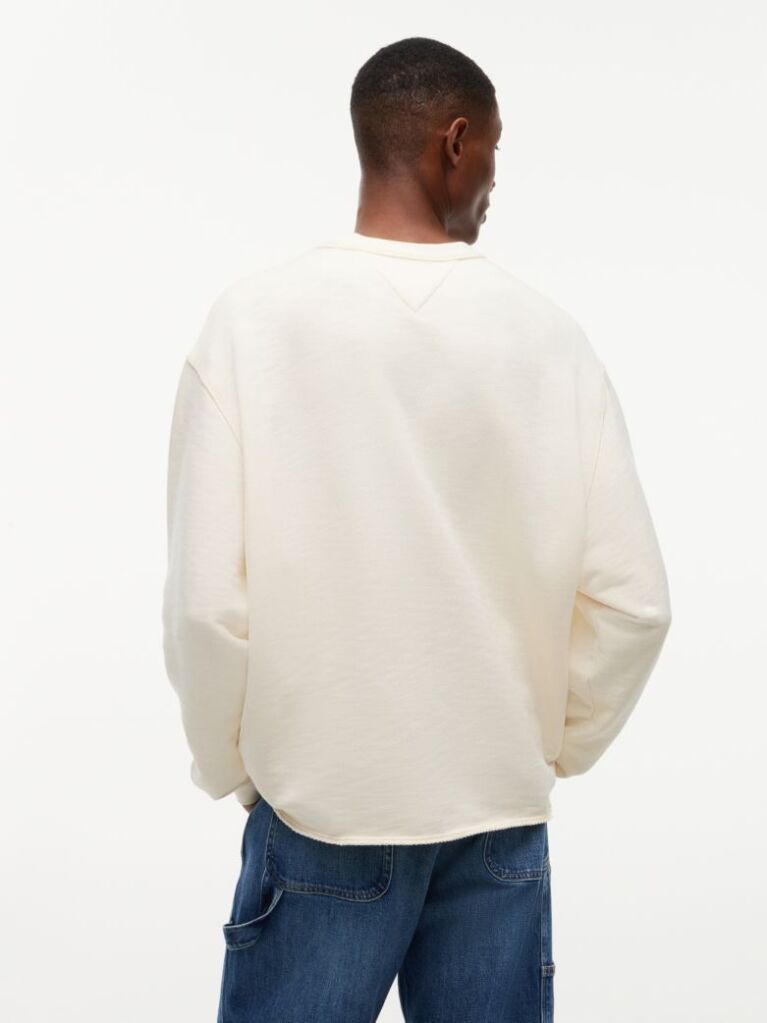 Beige Logo Relaxed Crew Neck Sweatshirt  Men