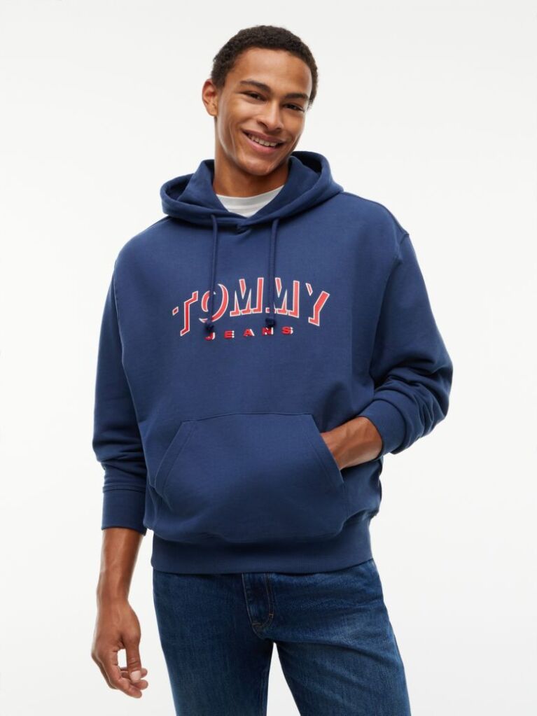 Blue Logo Relaxed Sueded Terry Hoody  Men