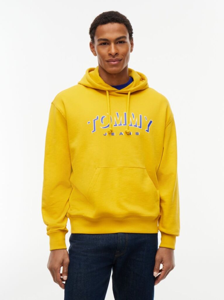 Yellow Logo Relaxed Sueded Terry Hoody  Men