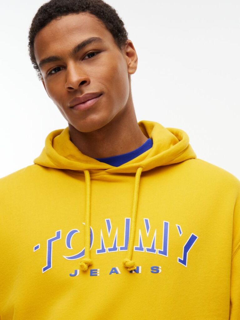 Yellow Logo Relaxed Sueded Terry Hoody  Men
