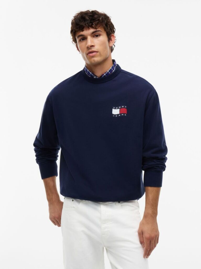 Blue Back Wavy Flag Terry Relaxed Sweatshirt  Men