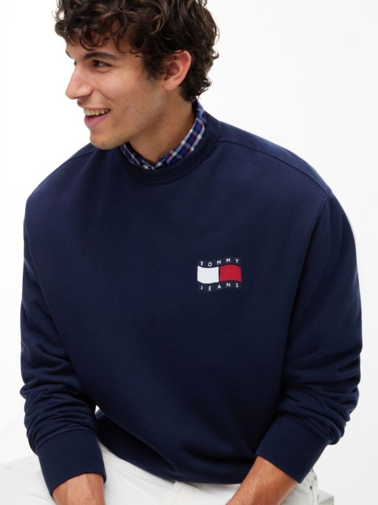 Blue Back Wavy Flag Terry Relaxed Sweatshirt  Men