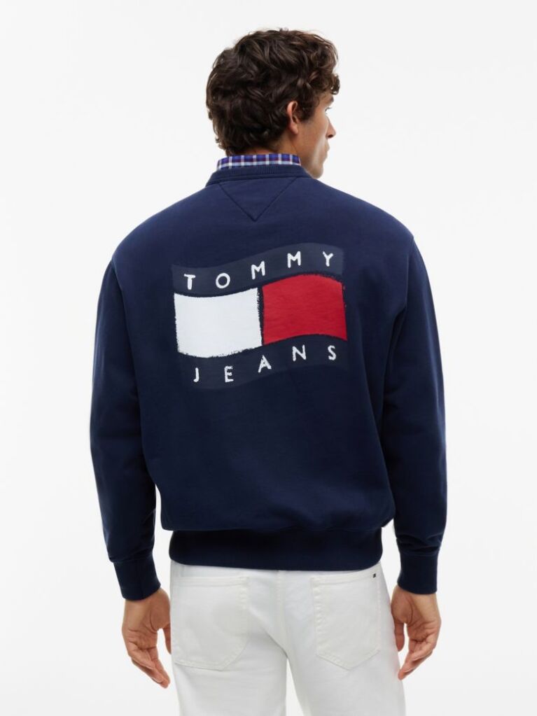 Blue Back Wavy Flag Terry Relaxed Sweatshirt  Men