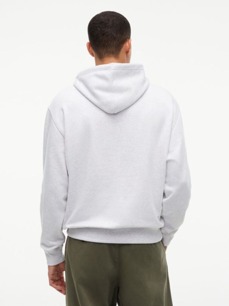 Grey Classic Logo Relaxed Fleece Hoody  Men