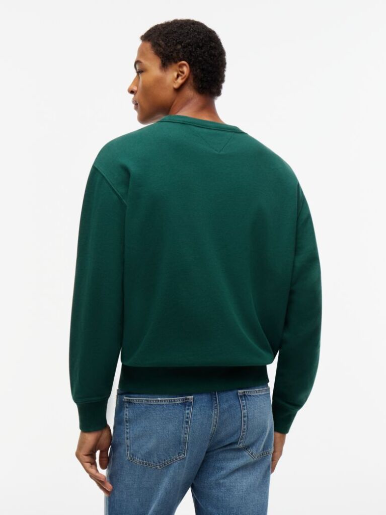 Green Classic Logo Brushed Fleece Relaxed Sweatshirt  Men