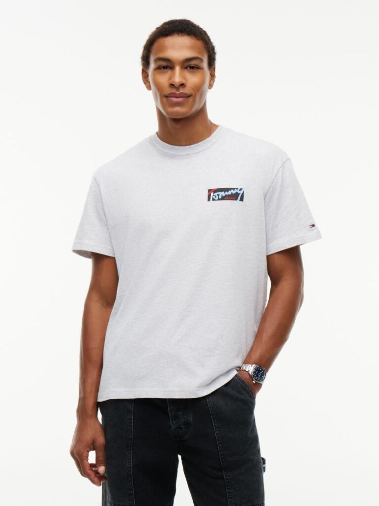 Grey Signature Logo Relaxed Jersey T-Shirt  Men