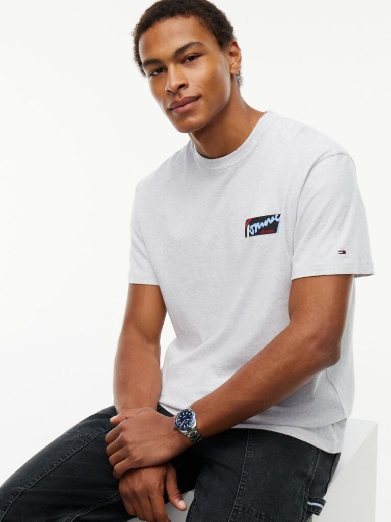 Grey Signature Logo Relaxed Jersey T-Shirt  Men