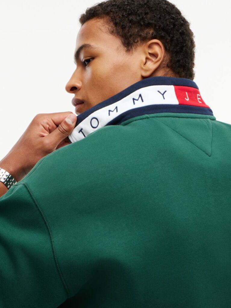 Green Tommy Badge Relaxed Quarter-Zip Sweatshirt  Men
