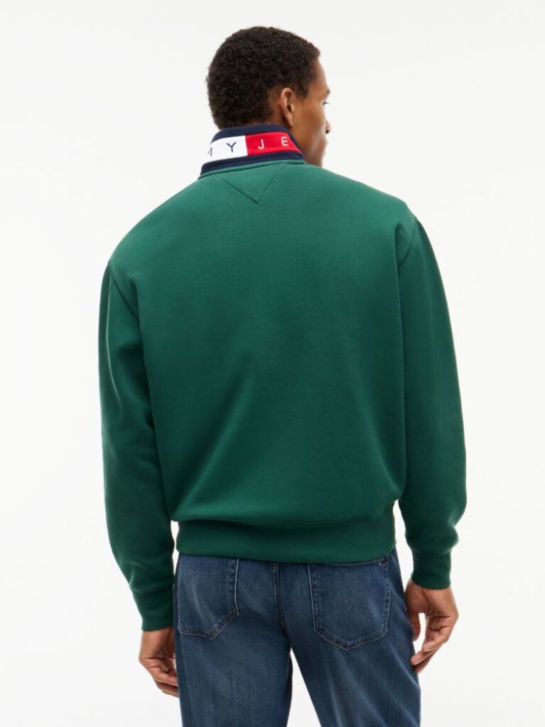 Green Tommy Badge Relaxed Quarter-Zip Sweatshirt  Men