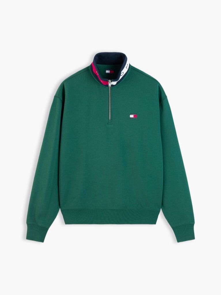 Green Tommy Badge Relaxed Quarter-Zip Sweatshirt  Men