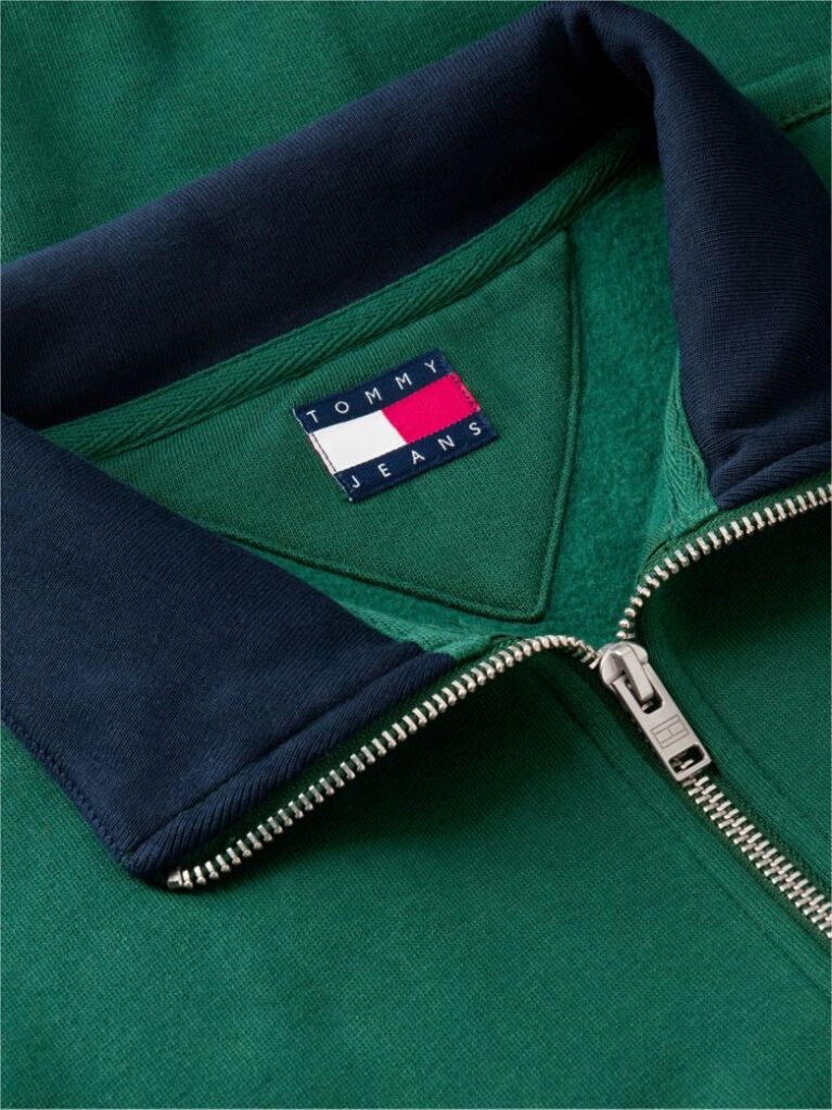 Green Tommy Badge Relaxed Quarter-Zip Sweatshirt  Men