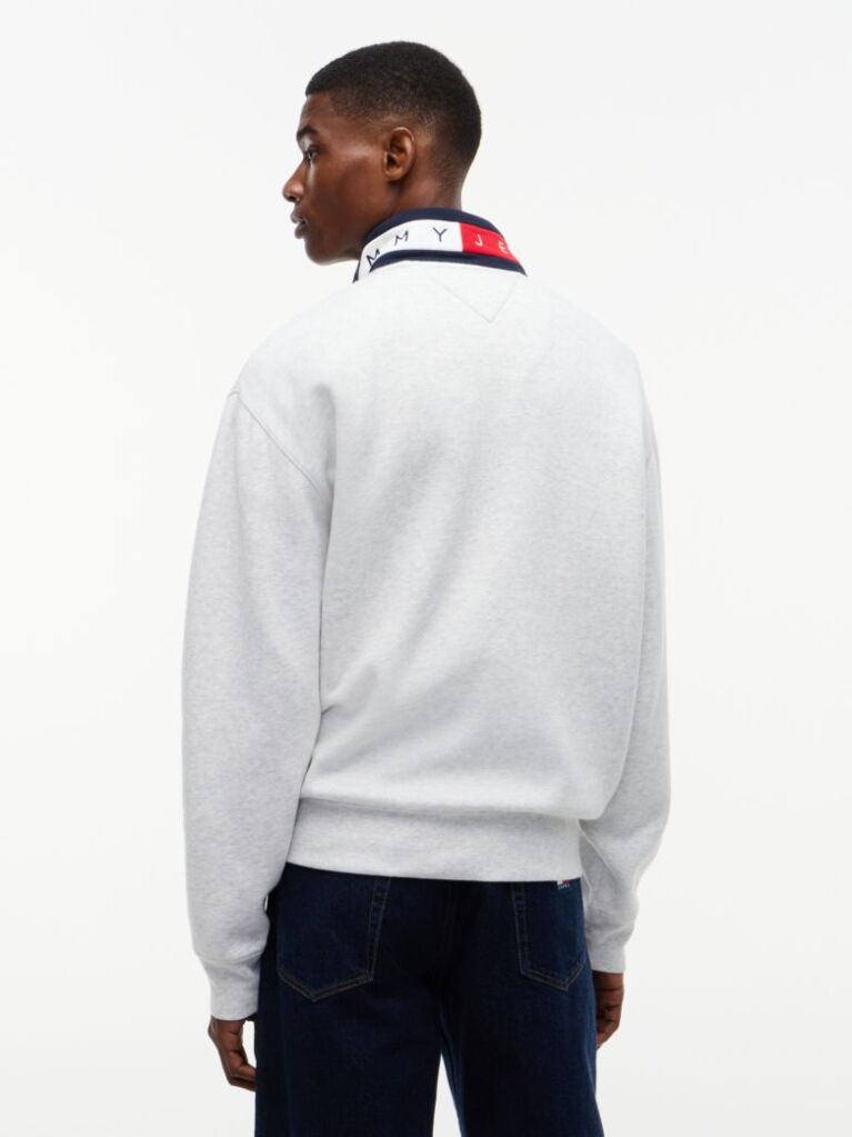 Grey Tommy Badge Relaxed Quarter-Zip Sweatshirt  Men