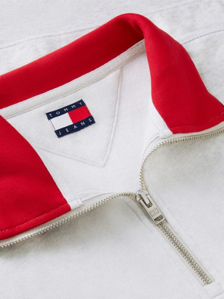 Grey Tommy Badge Relaxed Quarter-Zip Sweatshirt  Men
