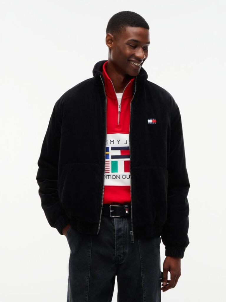 Black Washed Corduroy Zip-Thru Jacket  Men