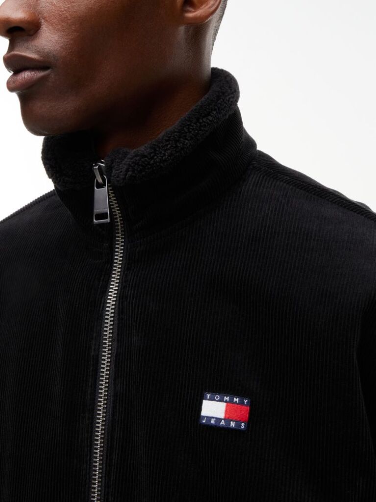 Black Washed Corduroy Zip-Thru Jacket  Men