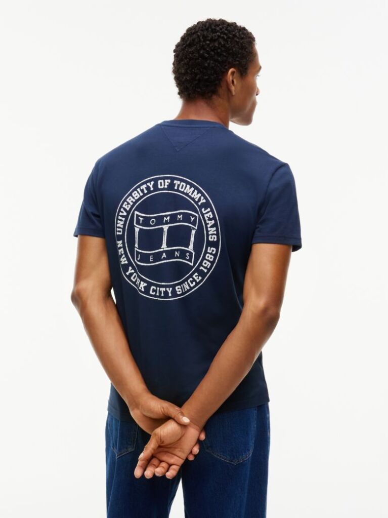 Blue Wavy Flag Back Logo Jersey T-Shirt  Men