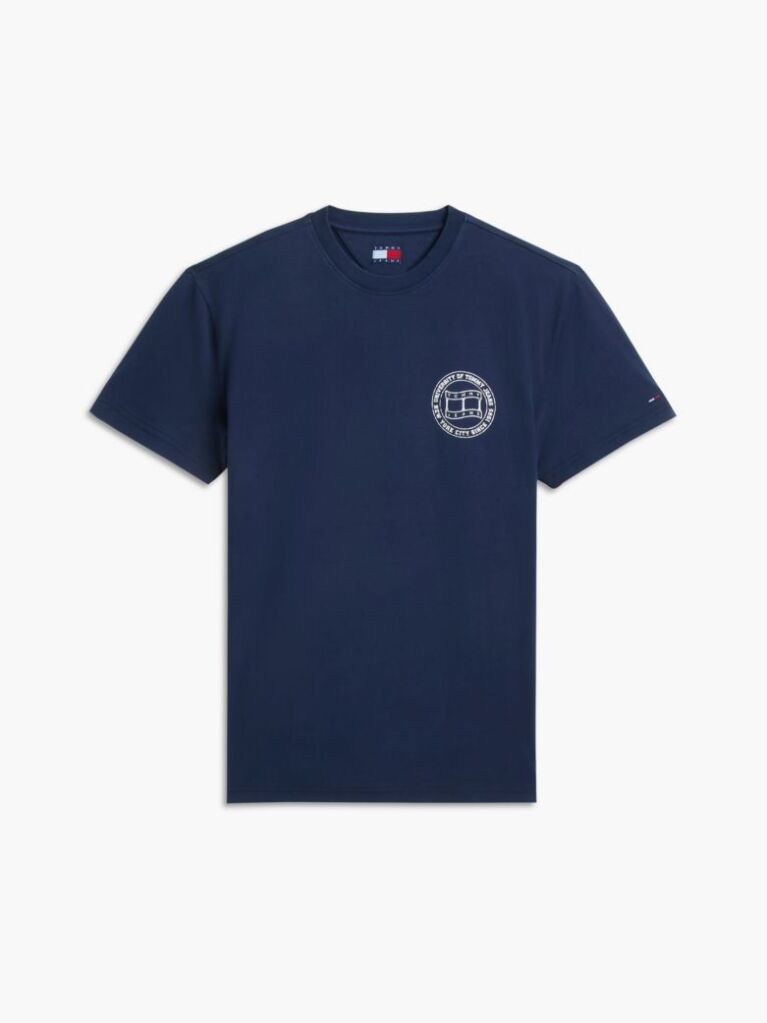 Blue Wavy Flag Back Logo Jersey T-Shirt  Men