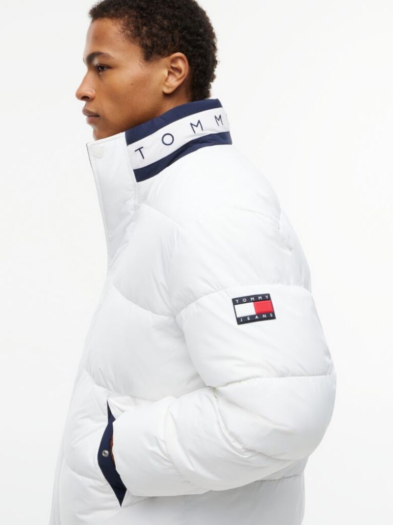 Beige Colour-Blocked Relaxed Ripstop Puffer Jacket  Men